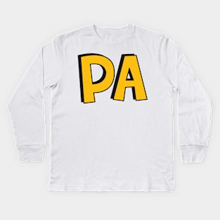 Film Crew On Set - PA - Gold Text - Front Kids Long Sleeve T-Shirt